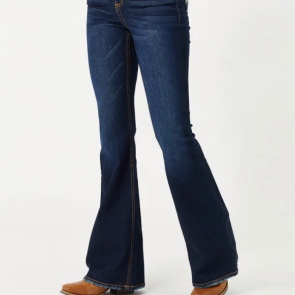 AE Dark Wash Mid rise Flare Jean - Picture 6 of 10